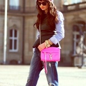 Rebecca Minkoff Magenta Pink Leather Crossbody Bag – Stylish & Good Condition